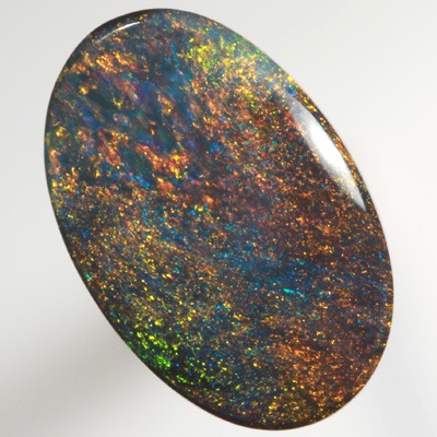 SOLID BLACK OPAL Gemmy red multicolour, Pinfire pattern SEE VIDEO